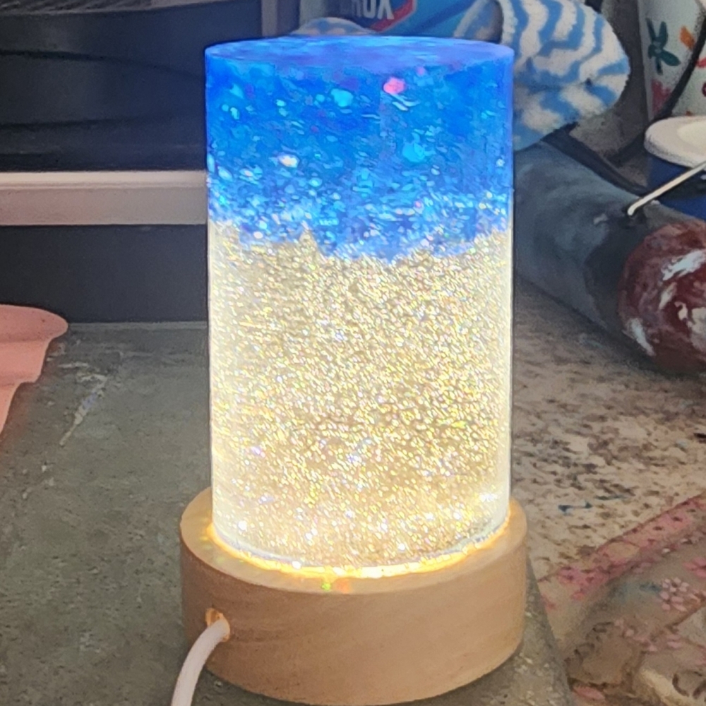 Blue and Gold Glitter Kids Night Light